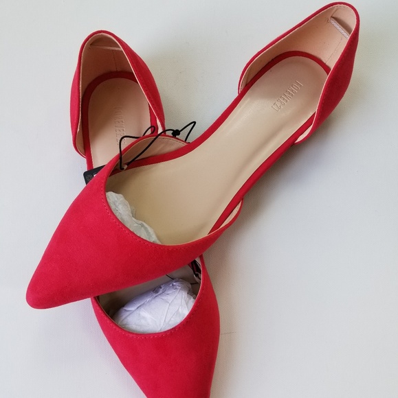 Forever 21 Shoes - NWT Forever 21 Red Suede Pointed Toe Flats